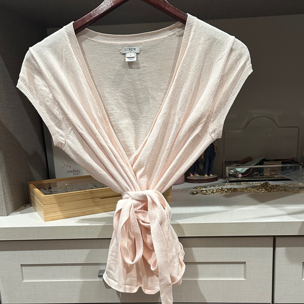 J. Crew Soft Pink Tie-Front Top